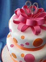 Spotty cake with ribbon